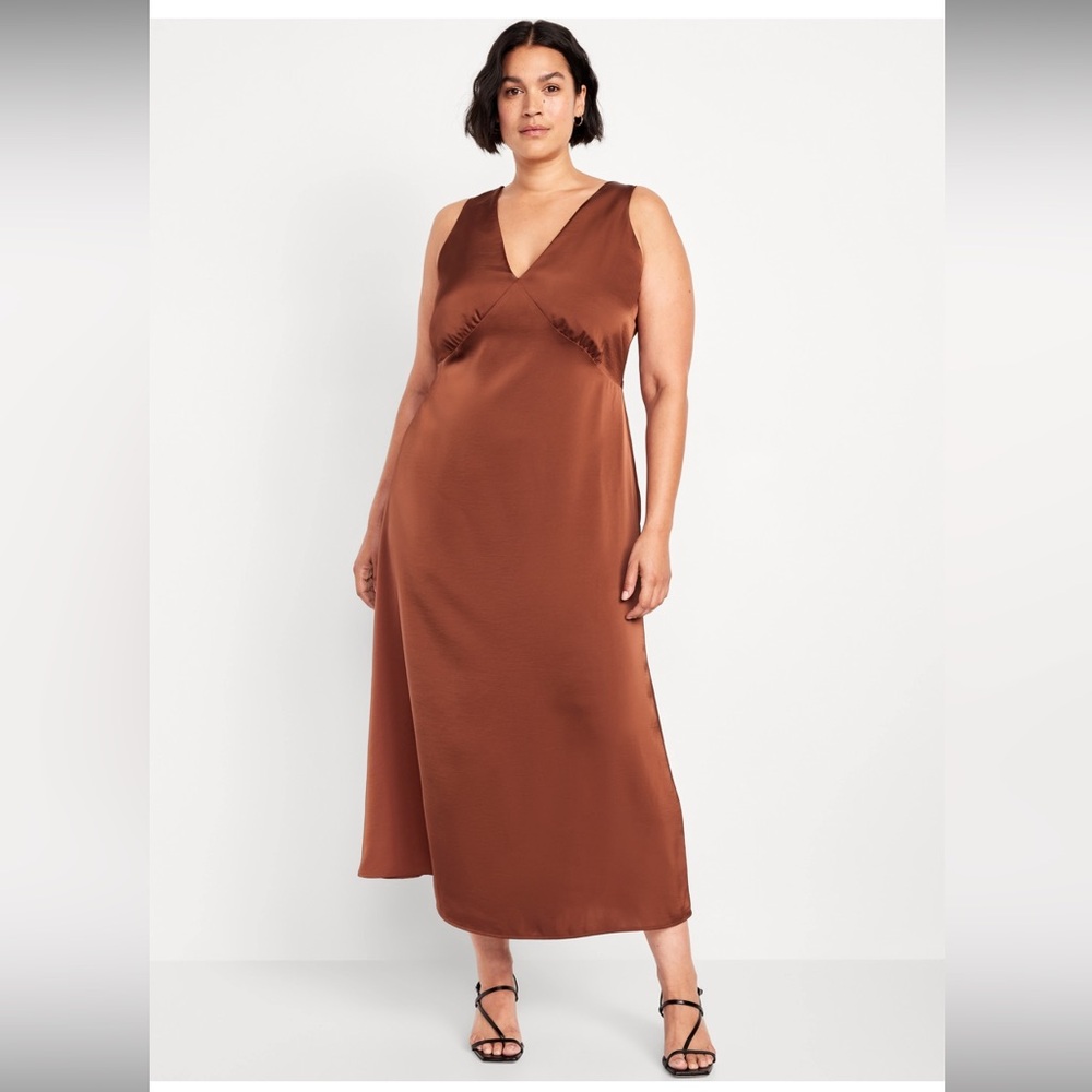 Old Navy Blue Satin Midi Dress